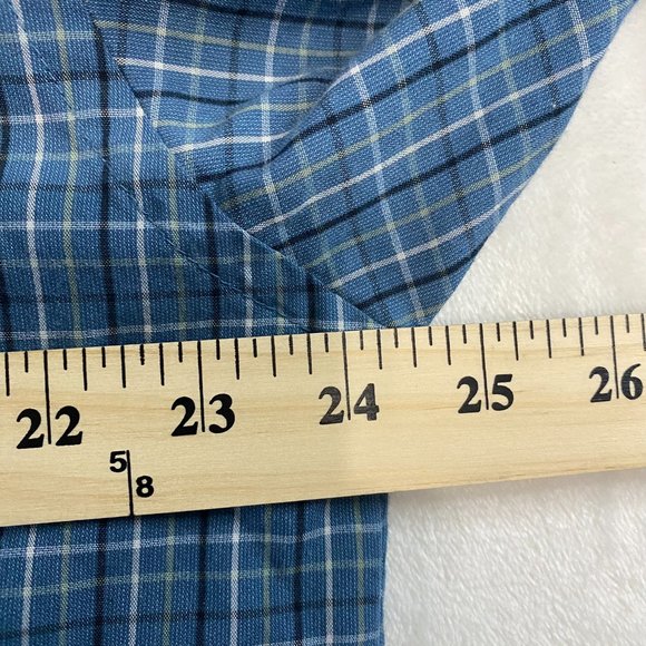 Van Heusen Men XL 17-17 1/2 Blue Plaid Wrinkle & Stain Free Flannel Dress Shirt - Picture 7 of 9